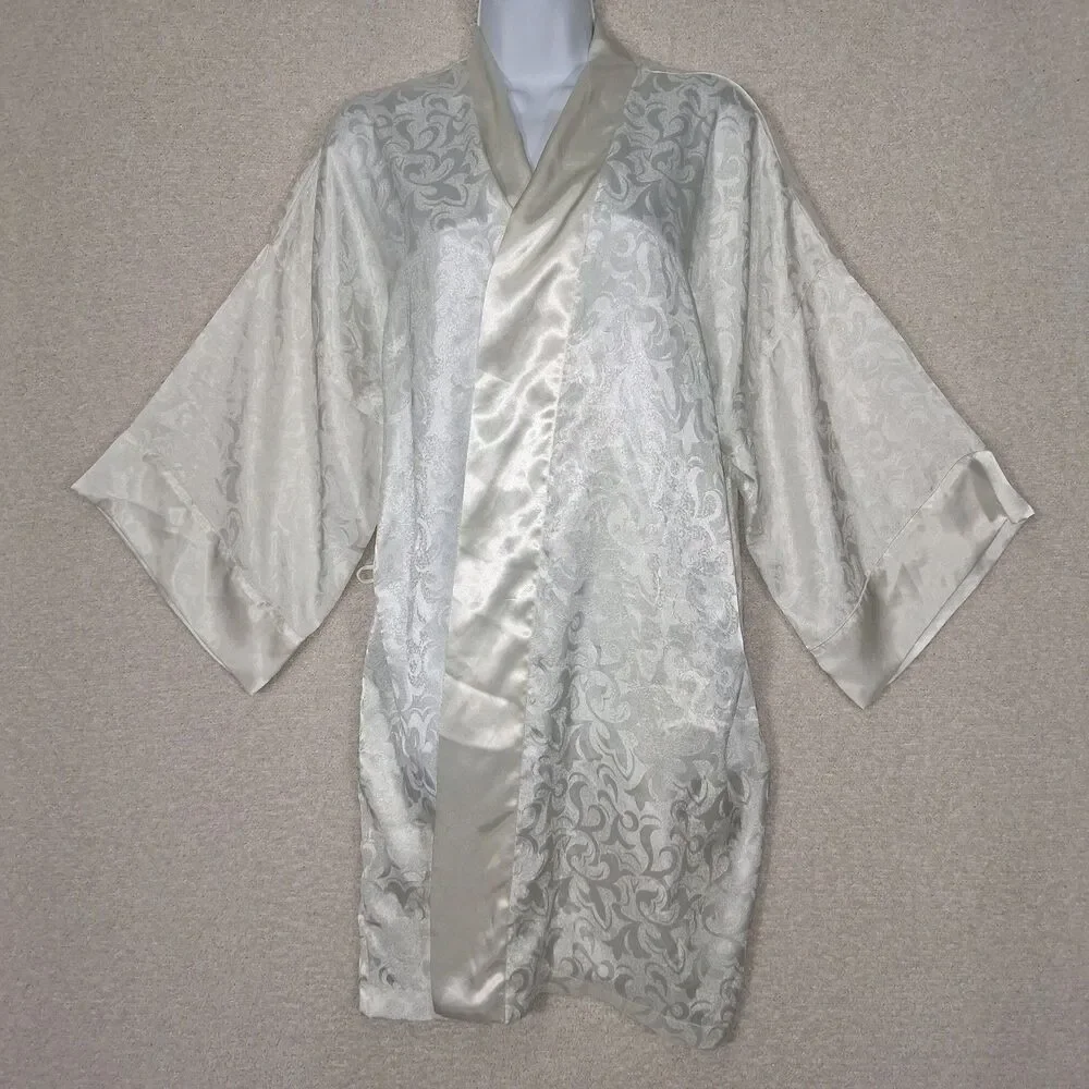 VTG Victoria's Secret Gold Label Satin Sz OS Damask Kimono Romantic Coquette